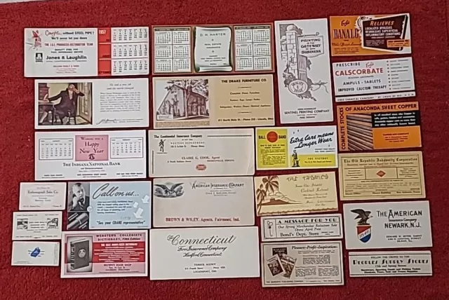 Lot Of 24 Vintage Advertising Ink Blotters 1930's - 1950's