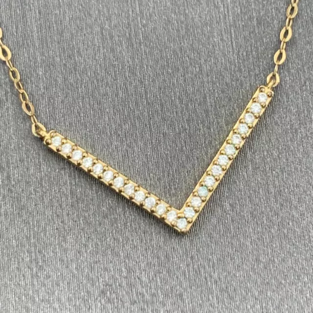 Signed Nadri Womens Gold Tone 18” V Micro Pave Pendant Necklace