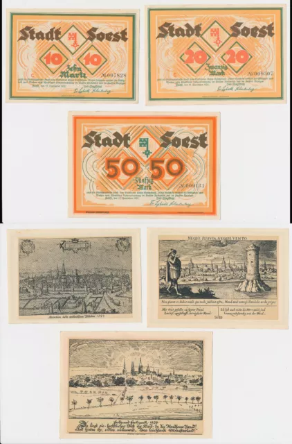 SOEST 50 Mark + 20 Mark + 10 Mark 11. November 1922  Notgeld aus Westfalen ( 385