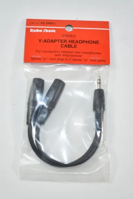 Radio Shack Y-Adapter Headphone Cable 42-2463A NEW Factory Sealed