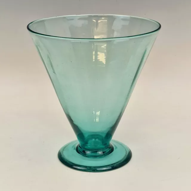 1930s Whitefriars Wealdstone W33 peacock blue glass trumpet vase