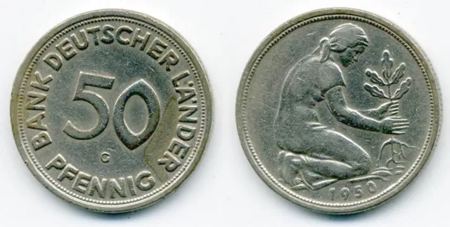 BRD 50 Pfennig 1950 G Bank deutscher Länder J. 379 -selten-   #4856
