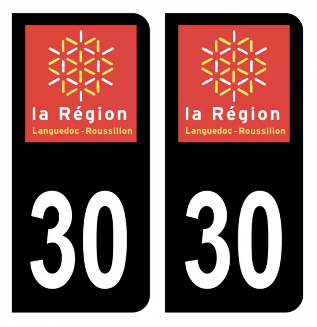 Autocollant Stickers plaque immatriculation 30 Languedoc-Roussillon Noir C