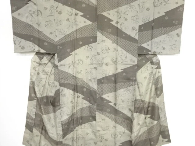 40440# Japanese Kimono / Antique Hitoe Mens Juban / Noh Mask