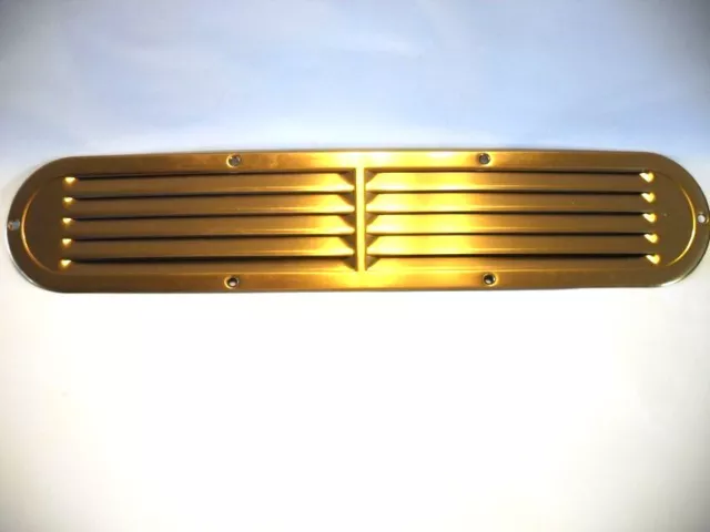 Vtg NOS Satin Bronze / Coppery Louvered Air Vent for Sink Cabinet long oval 40's