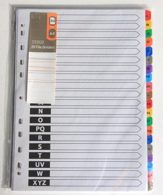 Filing Dividers Tesco Matttroy