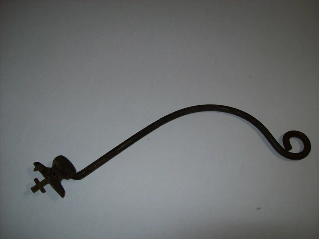 old vintage Cast Iron Hook Plant or Sign Hanger, Rustic Old 7