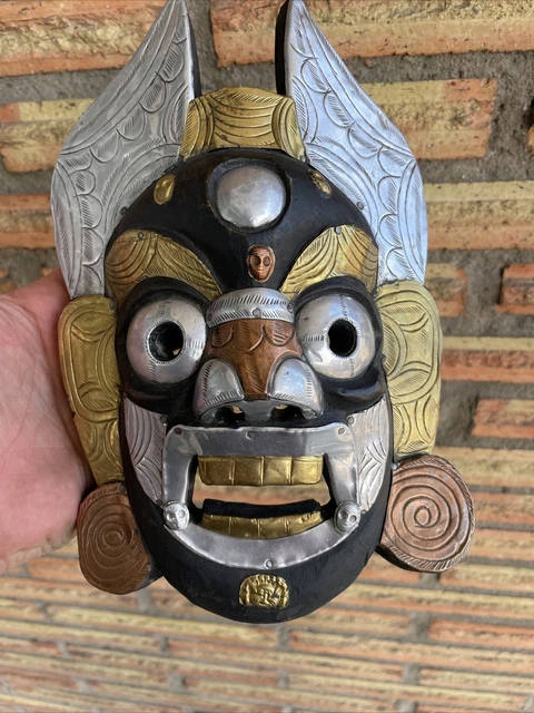 Antique Tibetan Carved Wooden Mask Fierce Mahakala