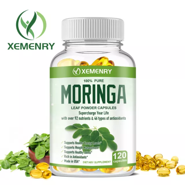 Moringa Capsules 1000mg - Enhance Energy, Promote Metabolism, Immune Support