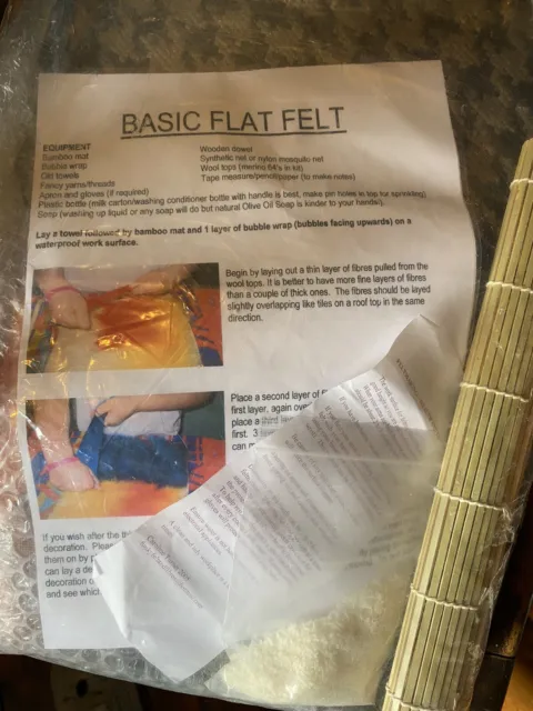 Kit básico de fieltro plano hágalo usted mismo incluye torsos de lana alfombra de bambú red e instrucciones