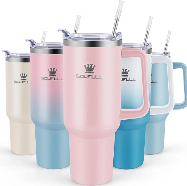 40 oz Tumbler with Handle and Straw Lid, 100% Leak-proof Travel Coffee Mug, Stai