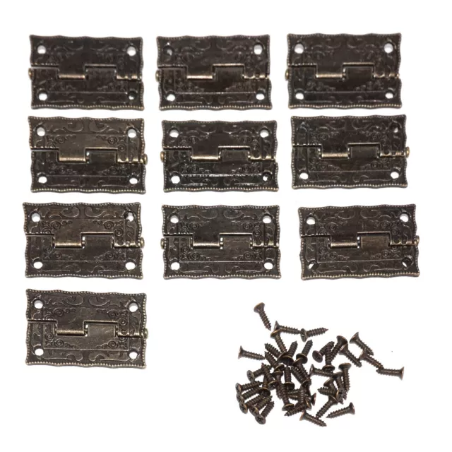 10x Vintage Antique Brass Mini Hinges fr Wooden Furniture Box Chest Hardware Pop