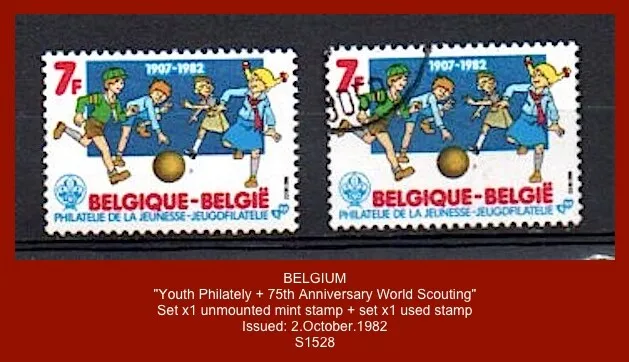 BELGIUM 1982 - "Youth Philately/75th Anniv. World Scouts" Stamp mint  and used