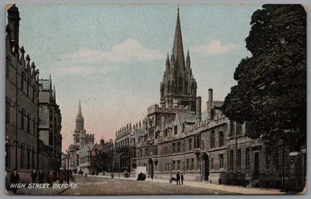 High Street Oxford Oxfordshire England Postcard Postmark 1905