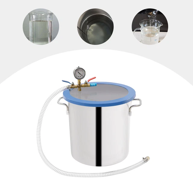 5 Gal Tempered Glass Lid Vacuum Chamber Vacuum Degassing Chamber Large Capacity