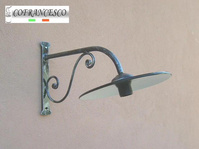 Applique da parete in ferro battuto con paralume tela