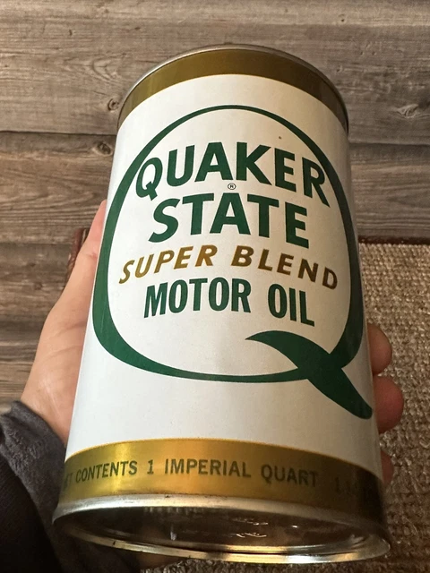 Vintage Quaker State S.A.E. 10W Motor Oil 1 Imperial Quart 1.14 Litres Metal Can FULL Burlington, Ontario main image 1