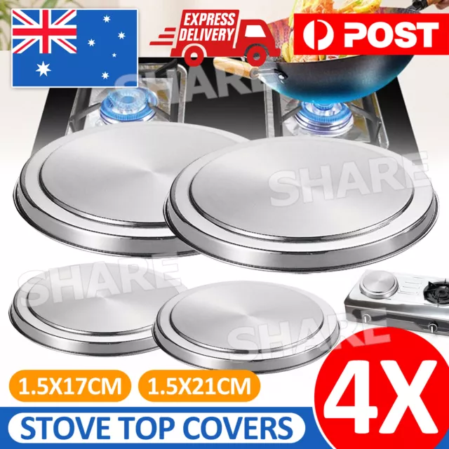 4Pcs Round Stainless Steel Electric Stove Top Burner Cooker Protection Covers AU