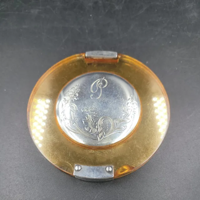 1940-50's Sterling Silver & Lucite "Flap Jack" Style Compact