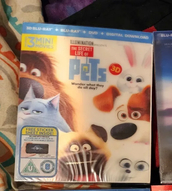 THE SECRET LIFE OF PETS Blu-ray 3D + 2D (REGION FREE) SEALED W/LENTICULAR COVER