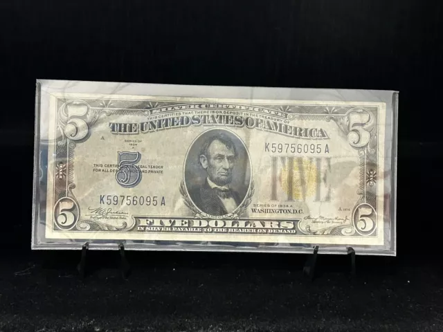 1934 A U.S. $5 North Africa Silver Certificate! Very Nice Condition!