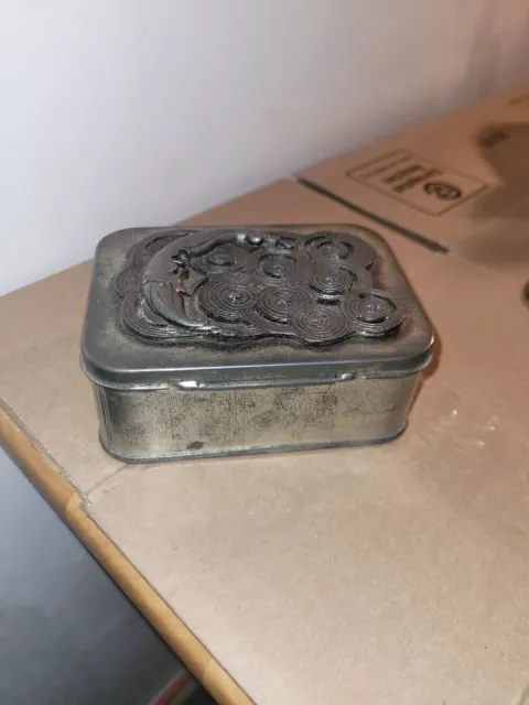 Vintage Metzke Rectangular Tin With Pewter Moon And Stars Lid