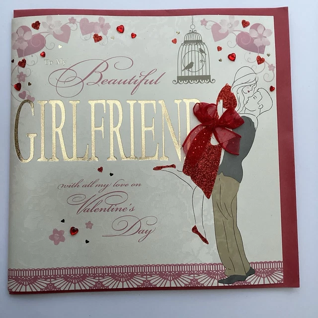 VALENTINES DAY CARD “ To My Beautiful Girlfriend “ Deluxe Card 8”x8 ...