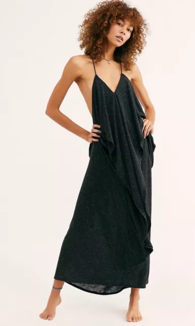 NWOT Free People Beach Positano Ribbed Maxi Dress in Marled Charcoal L