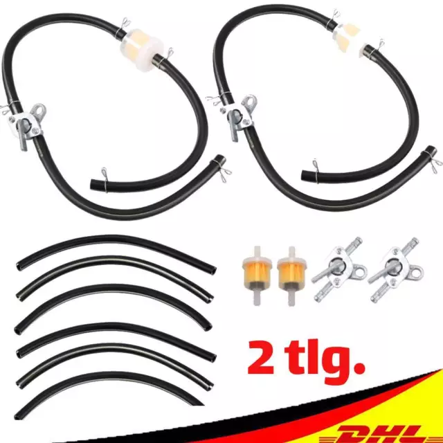 2x Universal Benzinhahn 5-6mm Ø +2x Filter 6mm Ø +6x Schlauch für Moped Quad ATV