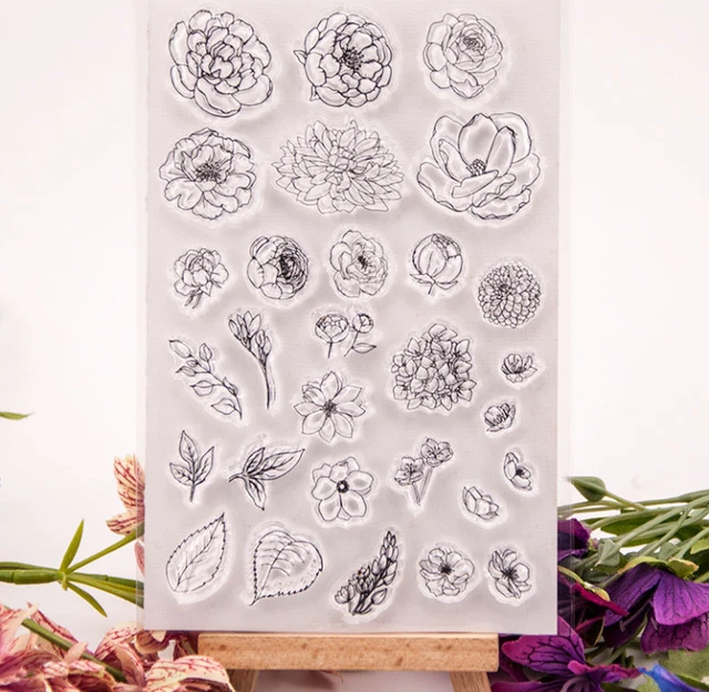 Blumenblatt Silikon klarer Stempel für Sammelalbum Prägekarte Handwerk Zum Selbermachen UK