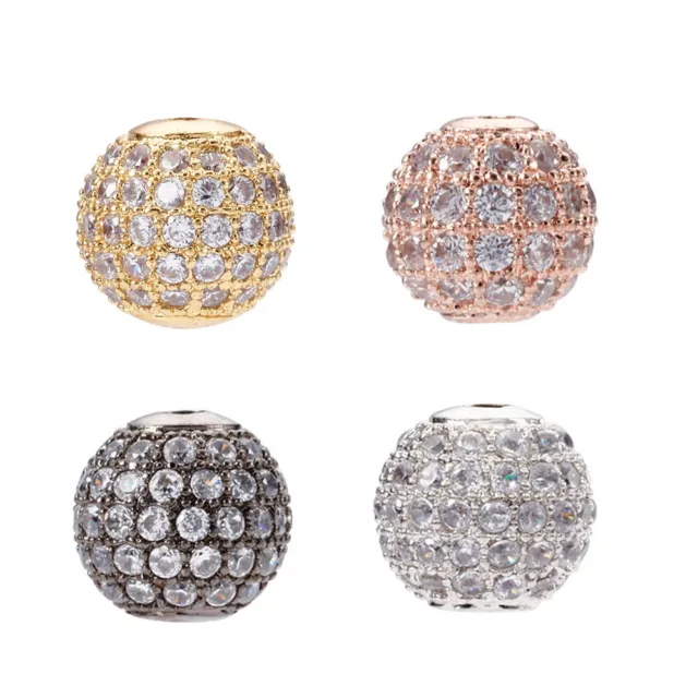 10 pièces perles cubiques de zircone en laiton rond micro pavé à faire soi-même trouvailles de bijoux 10 mm