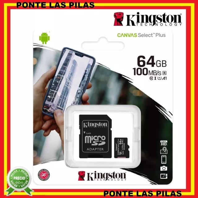 Kingston - Tarjeta Micro SD 64GB Memoria MicroSD Almacenamiento Móvil Tablet