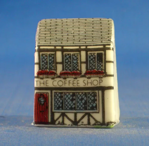 Birchcroft Miniature House Shaped Thimble -- Coffee Shop