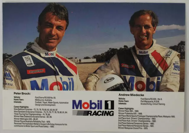 Peter Brock Mobil 1 Racing Ford Sierra RS 500 Specification Card Andrew Miedecke