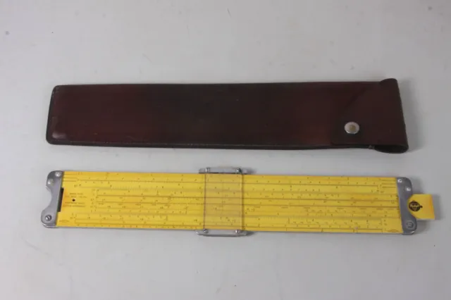 vintage Pickett 4-ES Vector Log Log Dual Base SLIDE RULE w/ Leather Case, as is