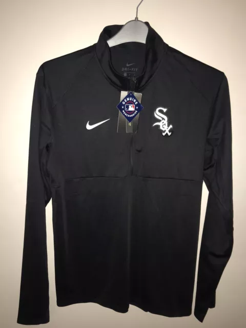 Nuove etichette NIKE CHICAGO WHITE SOX Dri Fit 1/2 cerniera PULLOVER TOP Small MLB Baseball