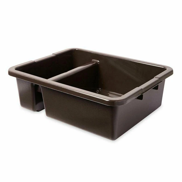 New Rubbermaid FG335000 Brown Divided 7 Gallon Bus / Utility Box