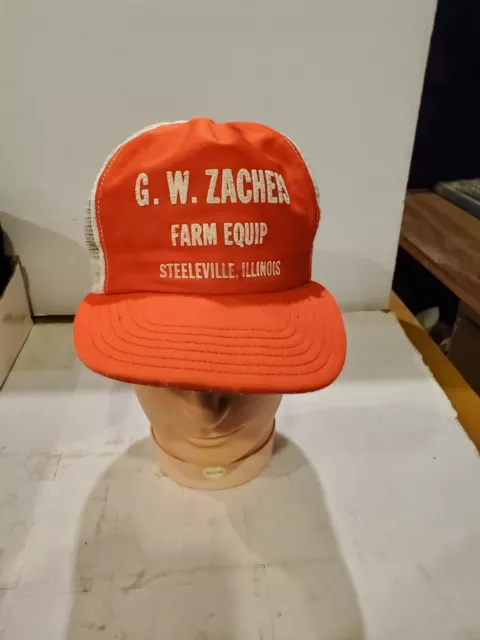 Vintage ILLINOIS Farm Equipment Mesh Adjustable Snapback Farmer Trucker Hat Cap 