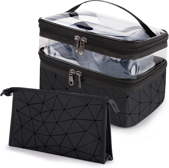 Set 3 Beauty Case Da Viaggio Donna - Borsa Cosmetica Grande In Cotone Floreale, Trousse Trucchi Organizer - Foto 4