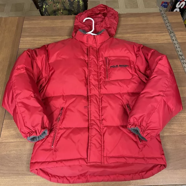 Polo Sport Ralph Lauren Mens M Winter Goose 50% Down Fill Jacket Red Full Zip