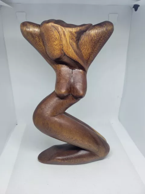 Woman Carved From Suar Wood. Signed By Artist. Hand Carved. Beautiful