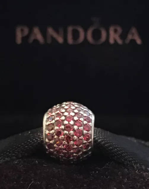 Authentic Pandora Pave Lights Red CZ Bead Pandora 925 Sterling Silver Charm