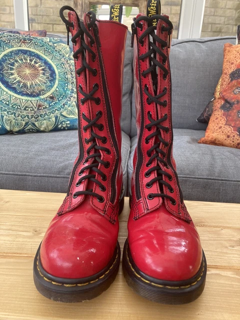 DR MARTENS 9733 double 2 zip 14 eye hole red boots patent UK 5 42.00 PicClick UK