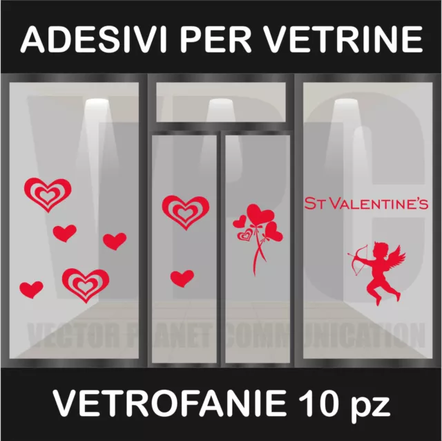WALL STICKERS ADESIVI san valentino vetrofanie cuori cupido vetri muri bar  a0395 EUR 16,90 - PicClick IT