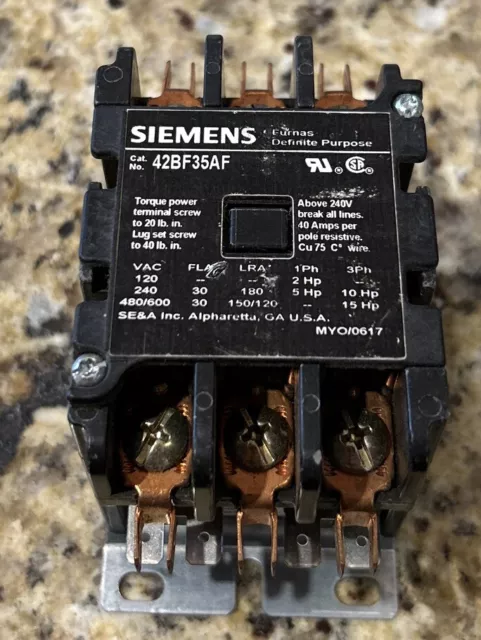 Siemens 42BF35AF Definite Purpose Contactor , Coil 120V NOS NEW.