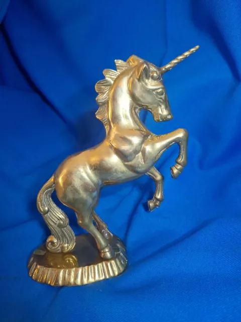 Vintage Solid Brass "UNICORN" Statue Figurine. 9" Tall * VGC. .... 88...