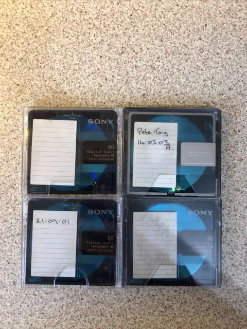 4 X Sony MD 80 MInidisc recordable audio mini disc Tabs Intact Bundle In Cases A