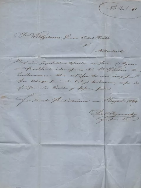 Alter Brief an Jakob Rüth zu Mitterteich, 1864 (B682) 3