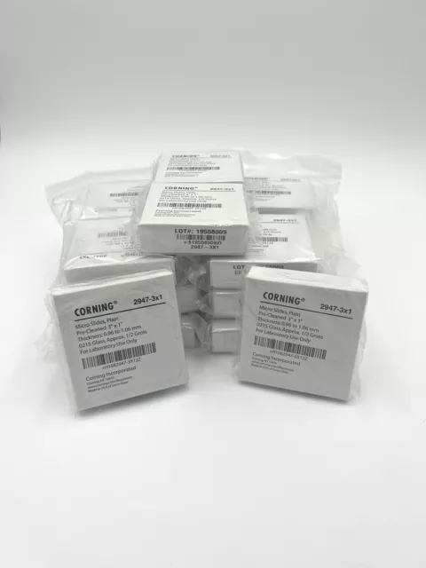 16 New, Corning Glass Works Micro Slides 3" x 1" Plain No. 2947