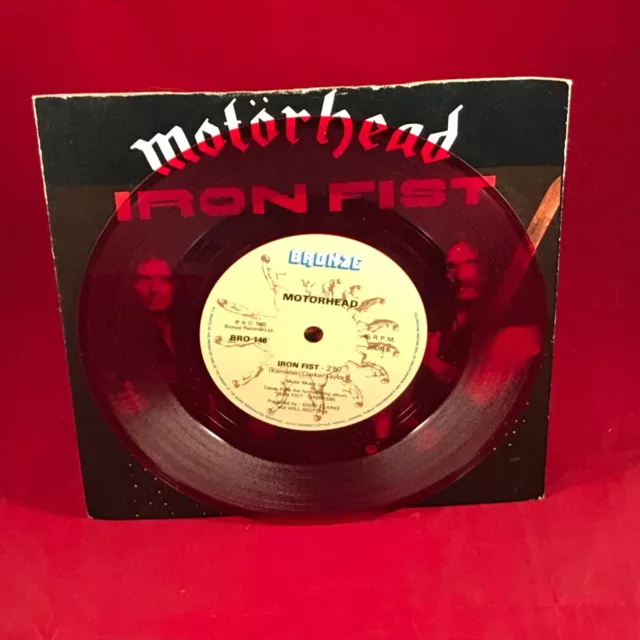 MOTORHEAD Iron Fist 1982 UK 7" RED Vinyl single Remember Me I'm Gone  BRO146